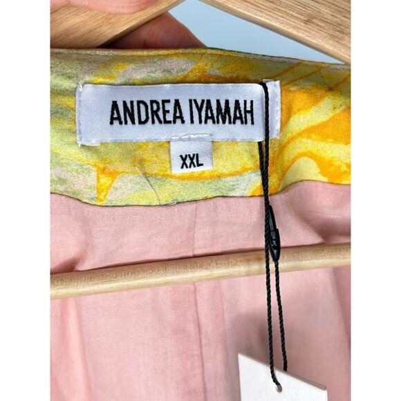 ANDREA IYAMAH Sz XXL 2x Zuli Print Pana Romper NWT Watercolor Cotton - Picture 3 of 11